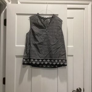 Talbots- XLPetite -Sleeveless Top-Black and White